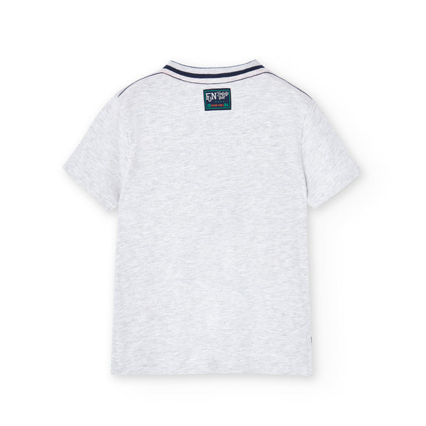 T-shirt γκρι λευκό -Boboli