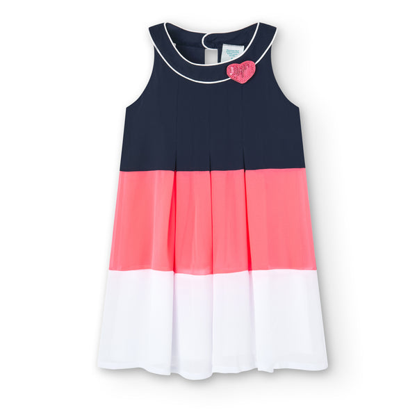 Φόρεμα κορίτσι τρίχρωμο λευκό μπλε ροζ -Boboli
