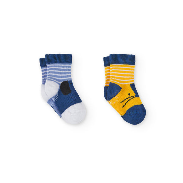 Κάλτσες αγόρι κίτρινο μπλε 2 τμχ -Boboli