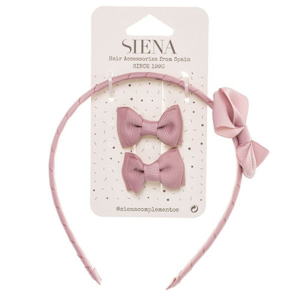 Σετ στέκα και τσιμπιδάκια μαλλιών κορίτσι ροζ - Siena
