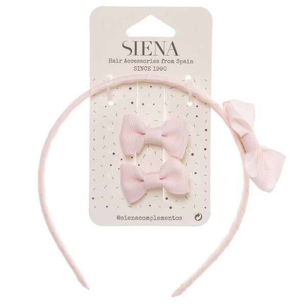 Σετ στέκα και τσιμπιδάκια μαλλιών κορίτσι ανοιχτό ροζ - Siena