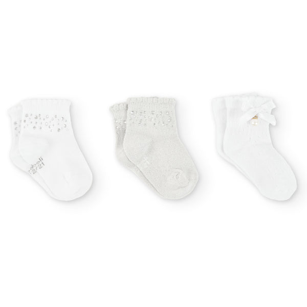 Κάλτσες κορίτσι λευκές 3 τμχ -Boboli